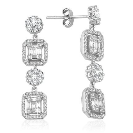 1.86 ct Baget Pırlanta Küpe